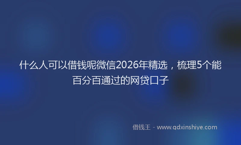 什么人可以借钱呢微信2026年精选，梳理5个能百分百通过的网贷口子