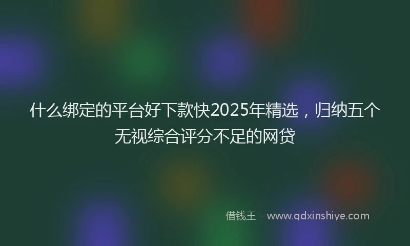 什么绑定的平台好下款快2025年精选,归纳五个无视综合评分不足的网贷
