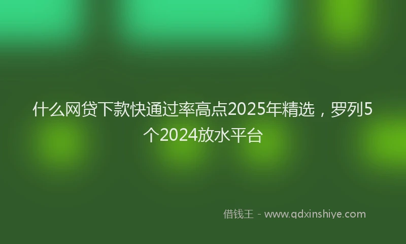 什么网贷下款快通过率高点2025年精选，罗列5个2024放水平台