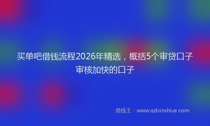 买单吧借钱流程2026年精选，概括5个审贷口子审核加快的口子