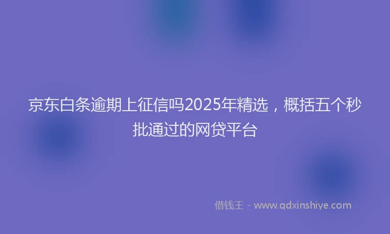 京东白条逾期上征信吗2025年精选，概括五个秒批通过的网贷平台