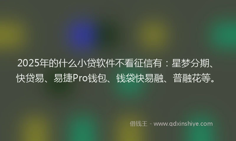 2025年的什么小贷软件不看征信有：星梦分期、快贷易、易捷Pro钱包、钱袋快易融、普融花等。