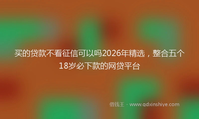 买的贷款不看征信可以吗2026年精选，整合五个18岁必下款的网贷平台