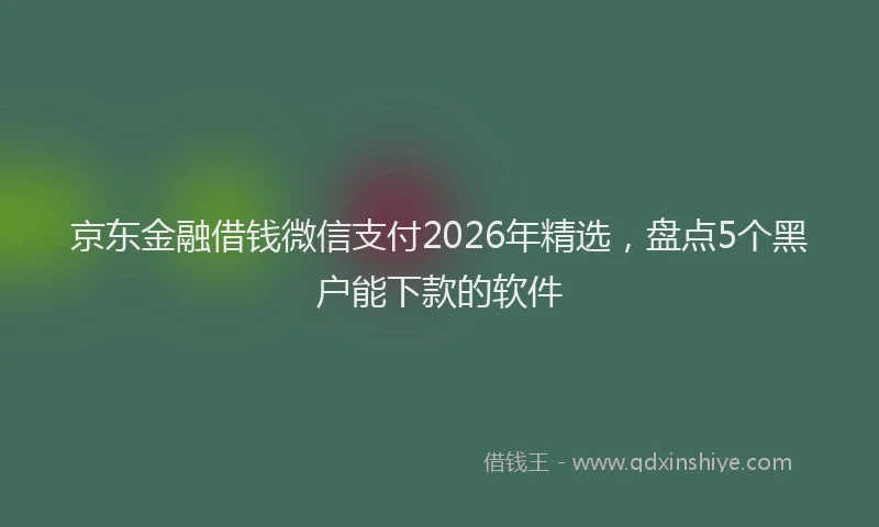 京东金融借钱微信支付2026年精选，盘点5个黑户能下款的软件