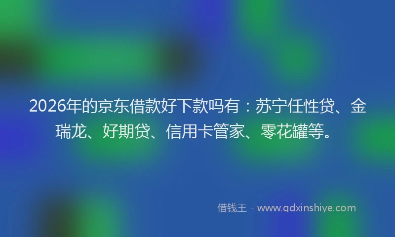 2026年的京东借款好下款吗有：苏宁任性贷、金瑞龙、好期贷、信用卡管家、零花罐等。