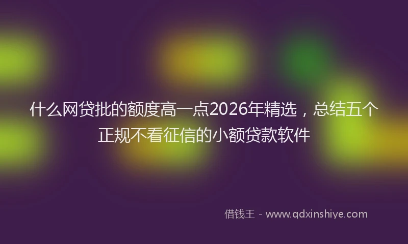 什么网贷批的额度高一点2026年精选，总结五个正规不看征信的小额贷款软件