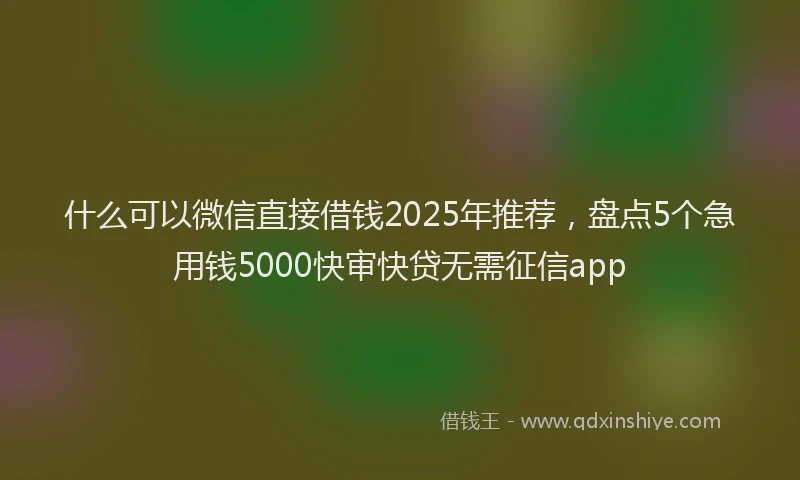 什么可以微信直接借钱2025年推荐，盘点5个急用钱5000快审快贷无需征信app