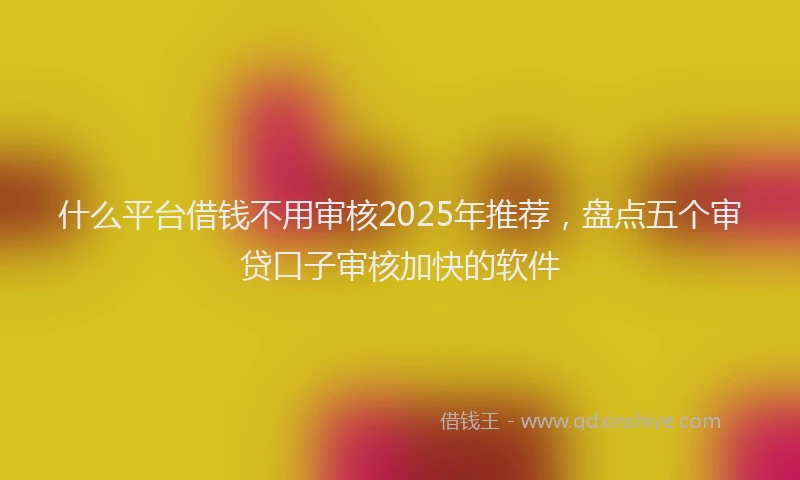 什么平台借钱不用审核2025年推荐，盘点五个审贷口子审核加快的软件