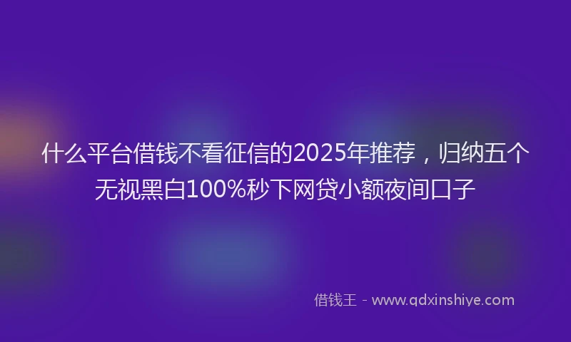 什么平台借钱不看征信的2025年推荐，归纳五个无视黑白100%秒下网贷小额夜间口子