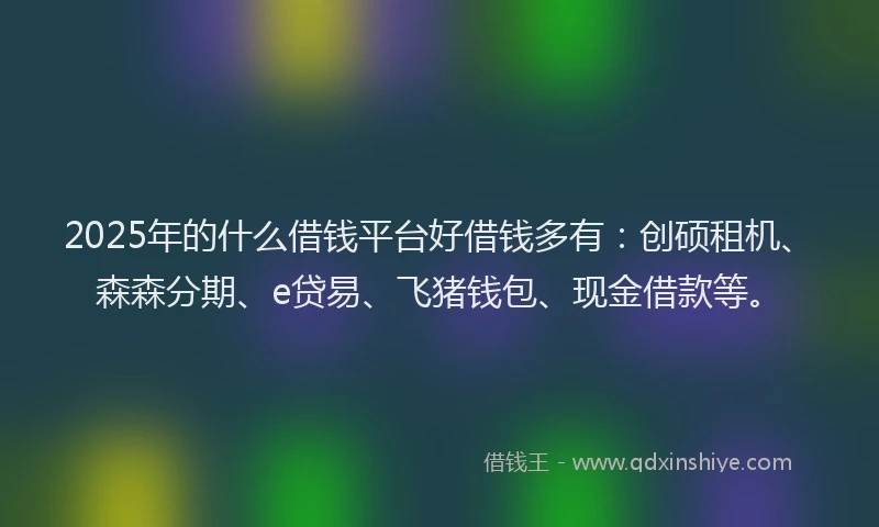 2025年的什么借钱平台好借钱多有:创硕租机、森森分期、e贷易、飞猪钱包、现金借款等。