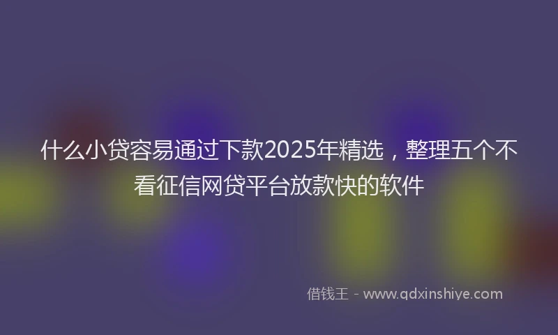 什么小贷容易通过下款2025年精选,整理五个不看征信网贷平台放款快的软件