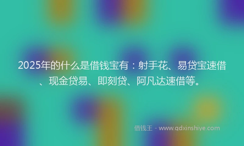2025年的什么是借钱宝有：射手花、易贷宝速借、现金贷易、即刻贷、阿凡达速借等。