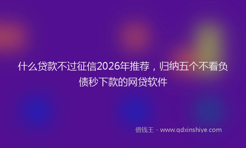 什么贷款不过征信2026年推荐,归纳五个不看负债秒下款的网贷软件