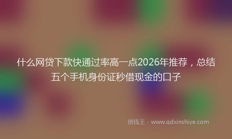 什么网贷下款快通过率高一点2026年推荐，总结五个手机身份证秒借现金的口子
