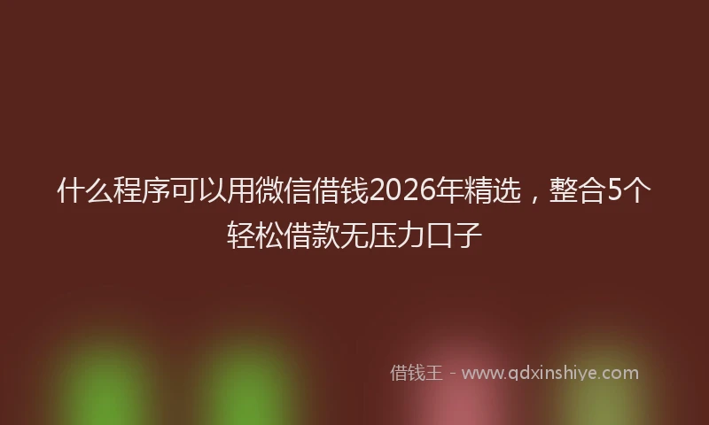 什么程序可以用微信借钱2026年精选，整合5个轻松借款无压力口子