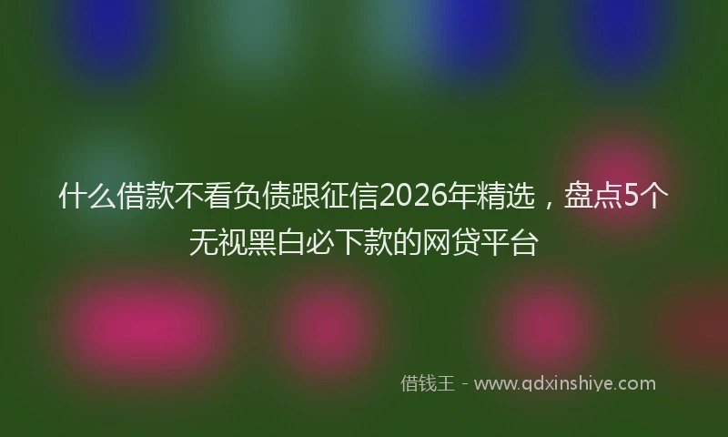 什么借款不看负债跟征信2026年精选，盘点5个无视黑白必下款的网贷平台