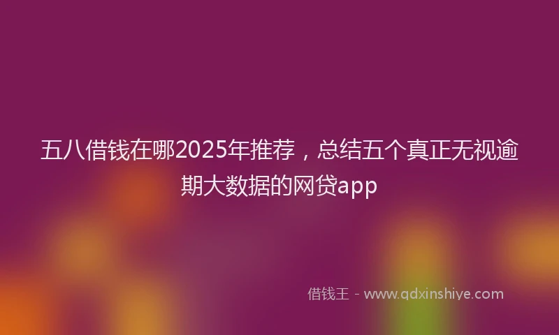 五八借钱在哪2025年推荐，总结五个真正无视逾期大数据的网贷app