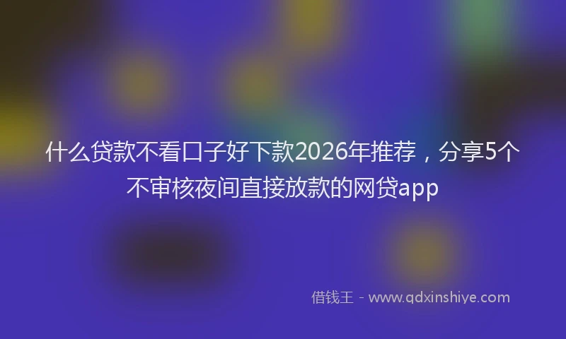 什么贷款不看口子好下款2026年推荐，分享5个不审核夜间直接放款的网贷app
