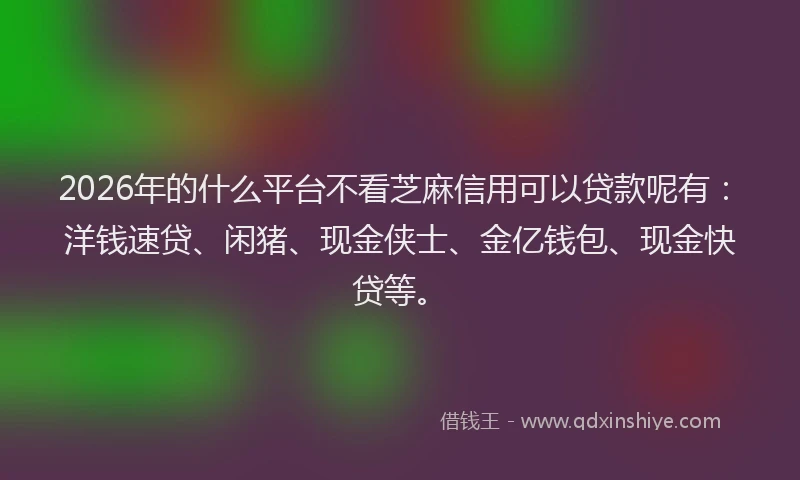 2026年的什么平台不看芝麻信用可以贷款呢有：洋钱速贷、闲猪、现金侠士、金亿钱包、现金快贷等。