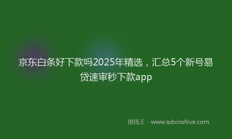 京东白条好下款吗2025年精选，汇总5个新号易贷速审秒下款app