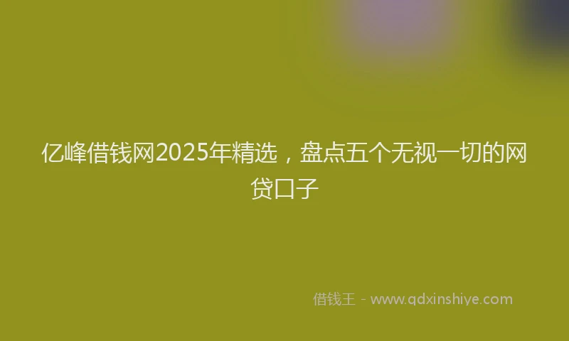 亿峰借钱网2025年精选，盘点五个无视一切的网贷口子