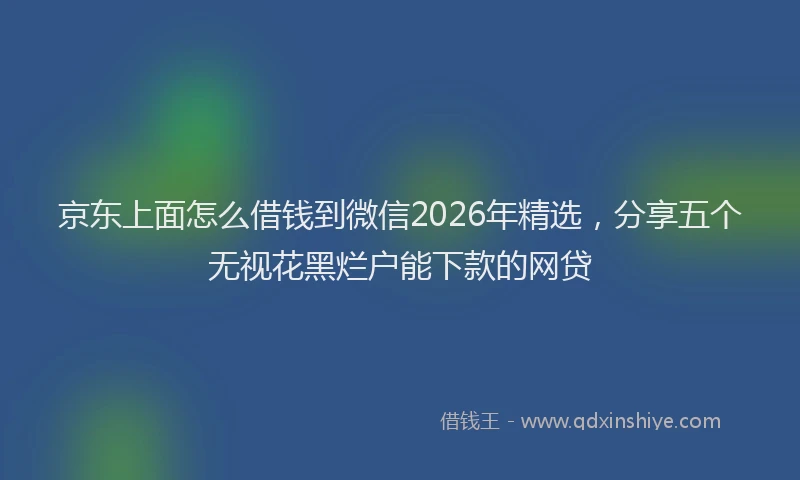 京东上面怎么借钱到微信2026年精选，分享五个无视花黑烂户能下款的网贷