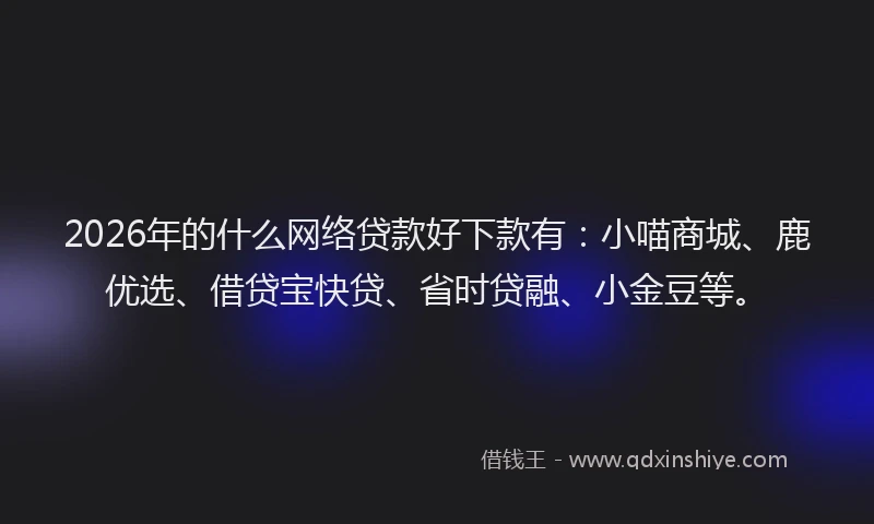 2026年的什么网络贷款好下款有:小喵商城、鹿优选、借贷宝快贷、省时贷融、小金豆等。