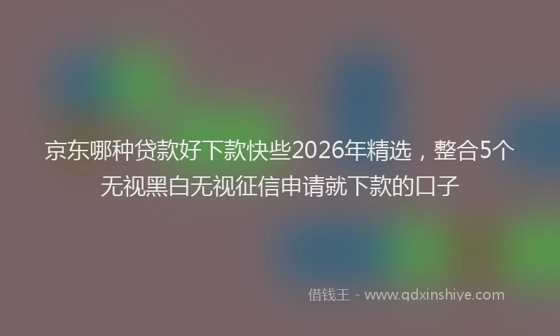 京东哪种贷款好下款快些2026年精选，整合5个无视黑白无视征信申请就下款的口子
