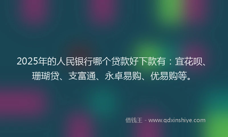 2025年的人民银行哪个贷款好下款有：宜花呗、珊瑚贷、支富通、永卓易购、优易购等。