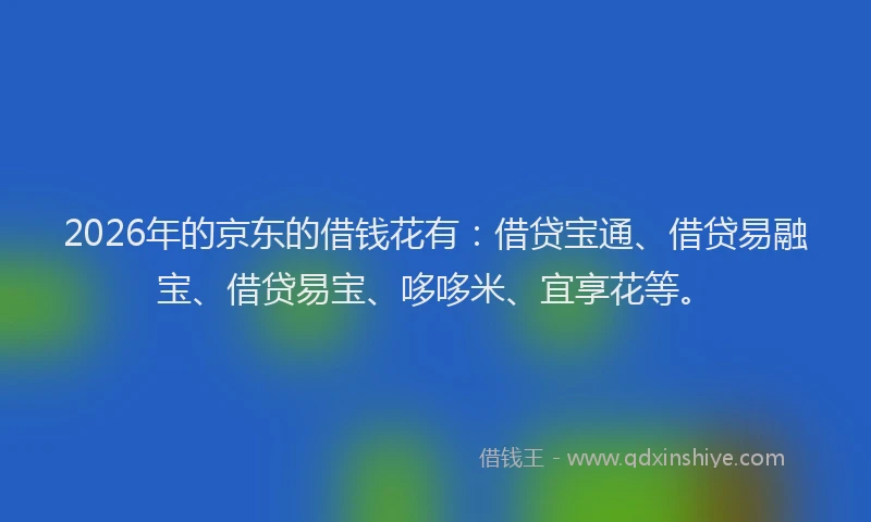2026年的京东的借钱花有：借贷宝通、借贷易融宝、借贷易宝、哆哆米、宜享花等。