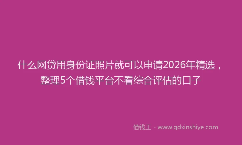 什么网贷用身份证照片就可以申请2026年精选，整理5个借钱平台不看综合评估的口子