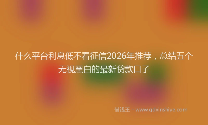 什么平台利息低不看征信2026年推荐,总结五个无视黑白的最新贷款口子