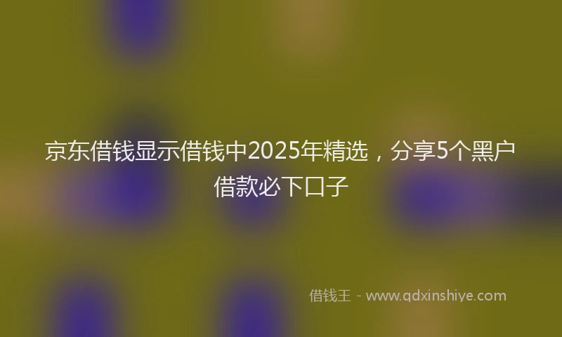 京东借钱显示借钱中2025年精选，分享5个黑户借款必下口子