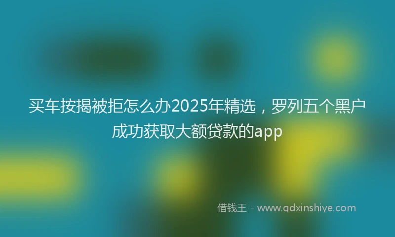买车按揭被拒怎么办2025年精选，罗列五个黑户成功获取大额贷款的app