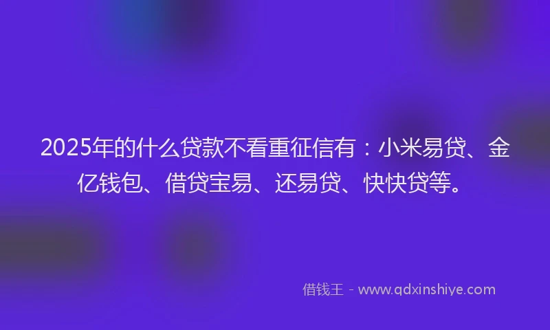 2025年的什么贷款不看重征信有:小米易贷、金亿钱包、借贷宝易、还易贷、快快贷等。