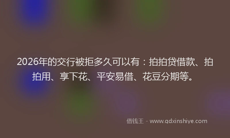 2026年的交行被拒多久可以有:拍拍贷借款、拍拍用、享下花、平安易借、花豆分期等。