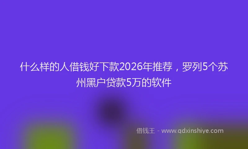 什么样的人借钱好下款2026年推荐，罗列5个苏州黑户贷款5万的软件
