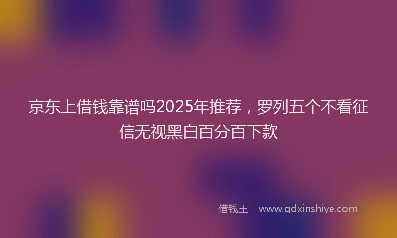 京东上借钱靠谱吗2025年推荐,罗列五个不看征信无视黑白百分百下款
