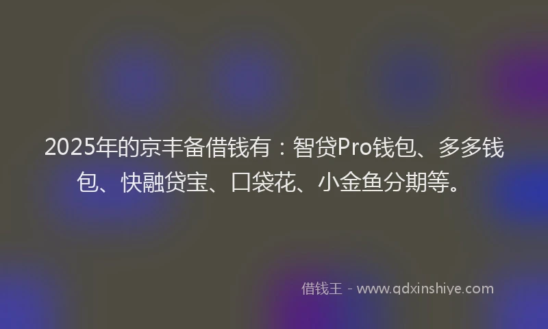 2025年的京丰备借钱有：智贷Pro钱包、多多钱包、快融贷宝、口袋花、小金鱼分期等。
