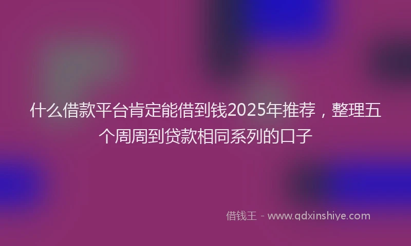 什么借款平台肯定能借到钱2025年推荐,整理五个周周到贷款相同系列的口子
