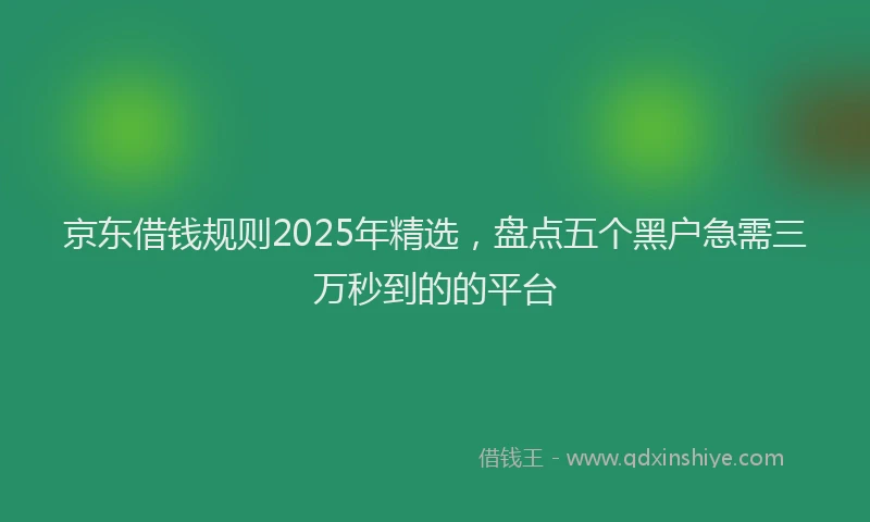 京东借钱规则2025年精选，盘点五个黑户急需三万秒到的的平台