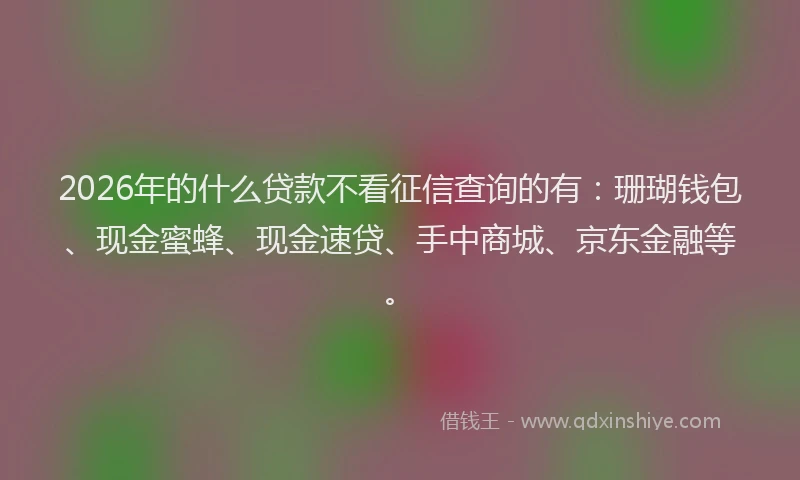 2026年的什么贷款不看征信查询的有：珊瑚钱包、现金蜜蜂、现金速贷、手中商城、京东金融等。