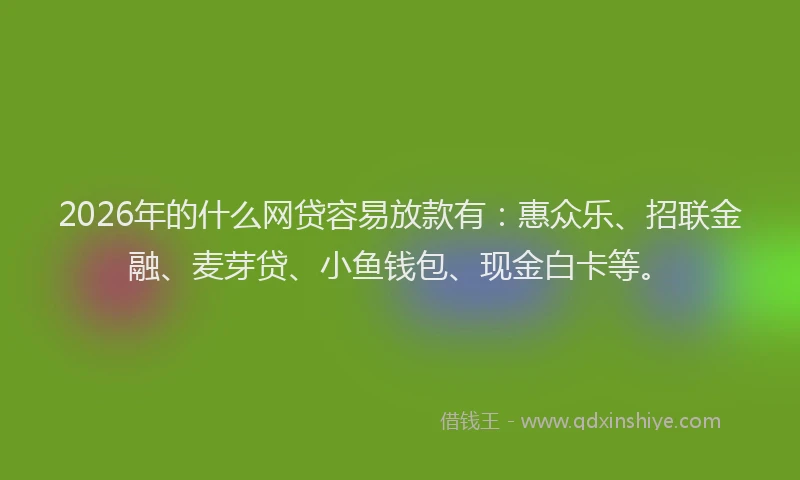 2026年的什么网贷容易放款有:惠众乐、招联金融、麦芽贷、小鱼钱包、现金白卡等。