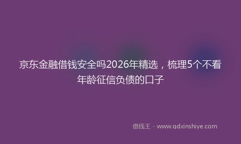 京东金融借钱安全吗2026年精选，梳理5个不看年龄征信负债的口子