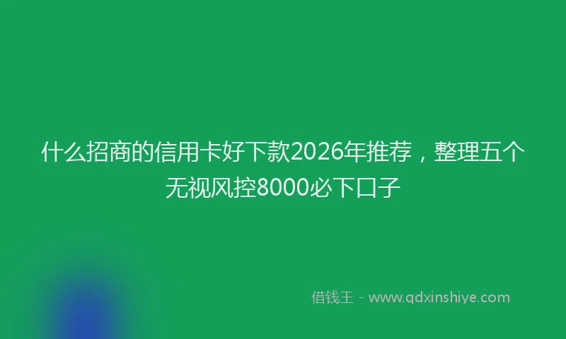 什么招商的信用卡好下款2026年推荐，整理五个无视风控8000必下口子