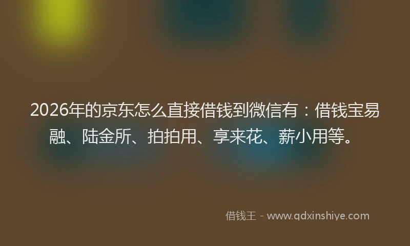 2026年的京东怎么直接借钱到微信有：借钱宝易融、陆金所、拍拍用、享来花、薪小用等。