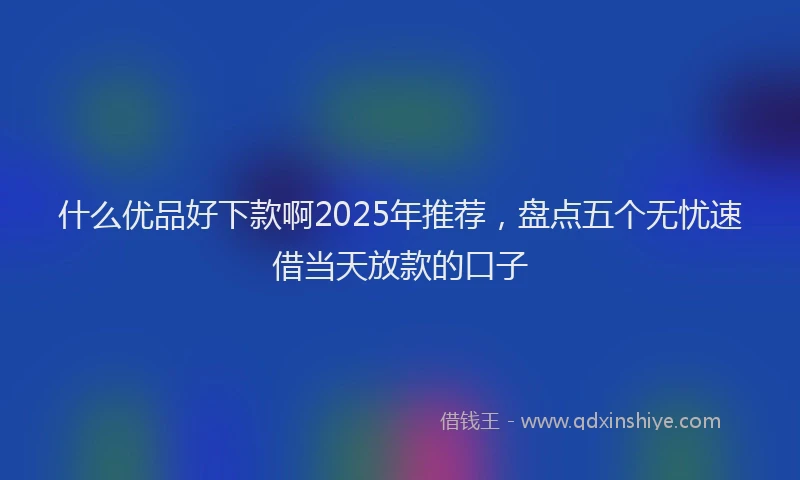 什么优品好下款啊2025年推荐，盘点五个无忧速借当天放款的口子