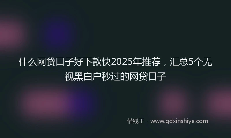 什么网贷口子好下款快2025年推荐,汇总5个无视黑白户秒过的网贷口子