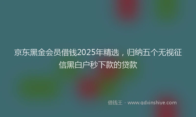 京东黑金会员借钱2025年精选，归纳五个无视征信黑白户秒下款的贷款