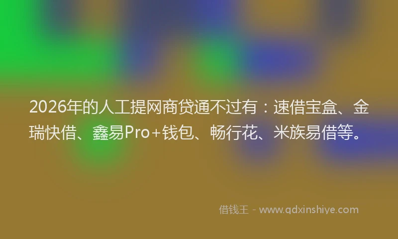 2026年的人工提网商贷通不过有：速借宝盒、金瑞快借、鑫易Pro+钱包、畅行花、米族易借等。